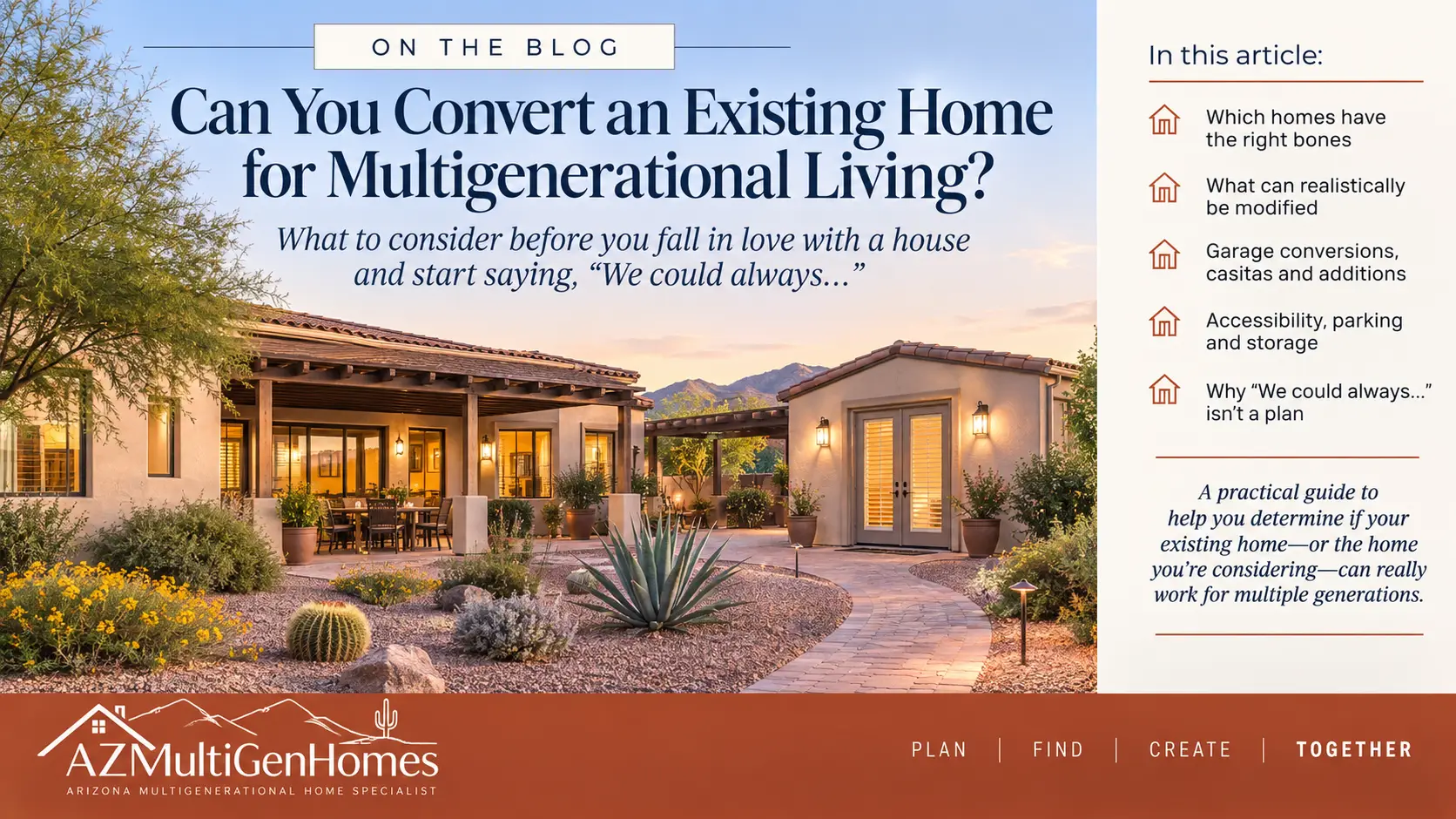 Arizona home with separate living area illustrating ways to convert an existing home for multigenerational living.