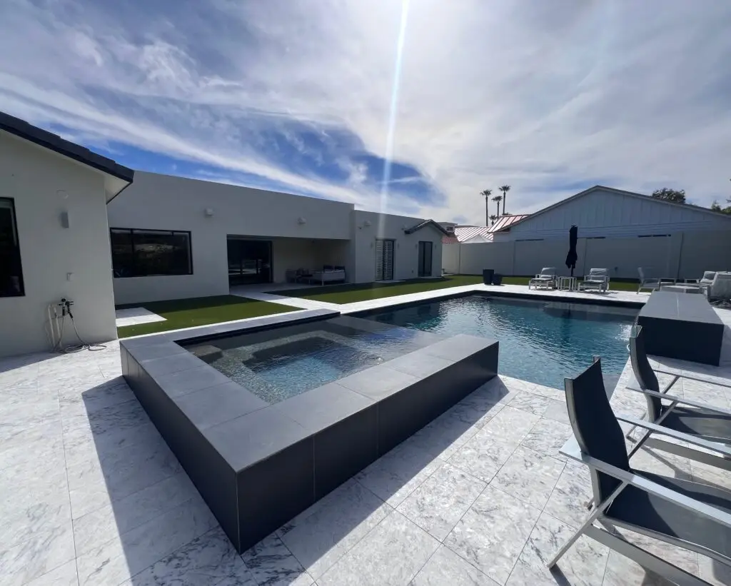 Cropped photo of pool and outdoor living area