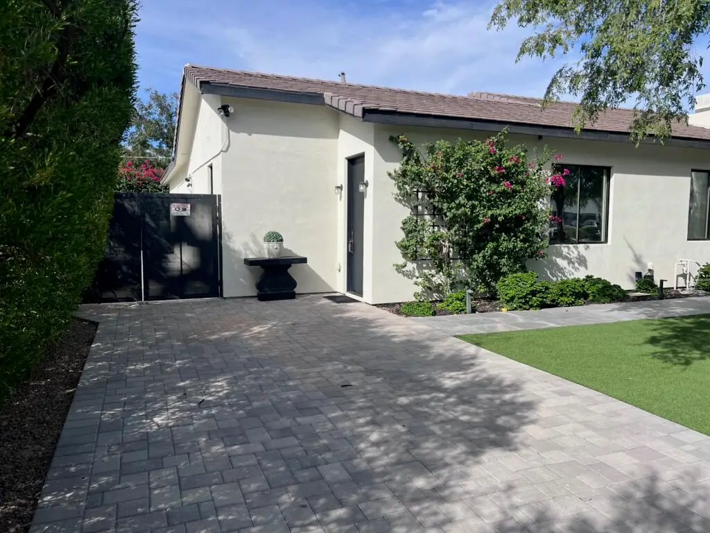 Guest home entrance from private parking area
